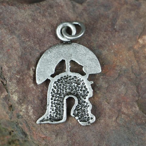 CENTURION, ROMAN HELMET, ZINK PENDANT, ANTIQUE SILVER