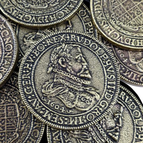 BOHEMIA, RUDOLF II 1576 - 1611 THALER, ZINC, COIN - REPLICA ANT.BRASS
