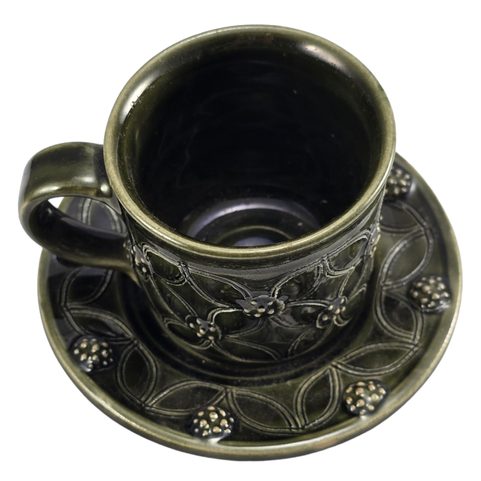 TASSE À EXPRESSO VERTE PLUS GRANDE AVEC SOUCOUPE