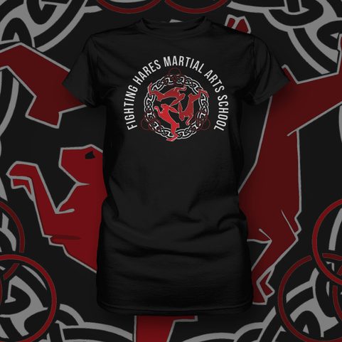FIGHTING HARES, BLACK WOMEN'S T-SHIRT