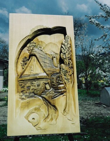 CARPATHIAN WATER MILL, HAVD CARVED WALL DECORATION