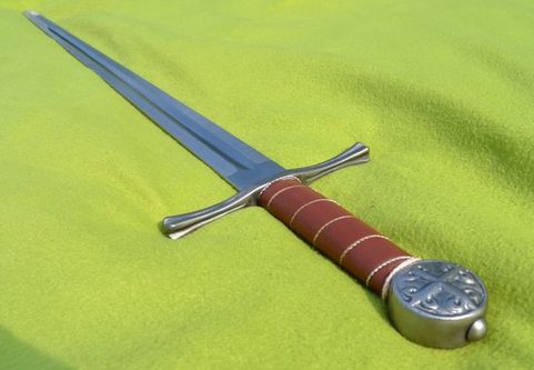 SINGLE HANDED SWORD, CROSS POMMEL, BONE SHAPED GUARD