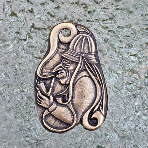 VODNIK, SLAVIC WATER SPRITE, PENDANT, ZINC, ANTIQUE BRASS