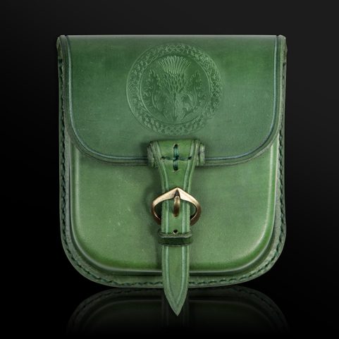 ALBA, SCOTTISH THISTLE, LEATHER BELT BAG - GREEN