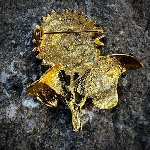 SUNFLOWER, COSTUME BROOCH WITH VITRAIL