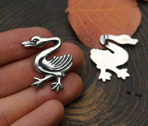 SWAN, MEDIEVAL PENDANT, SILVER