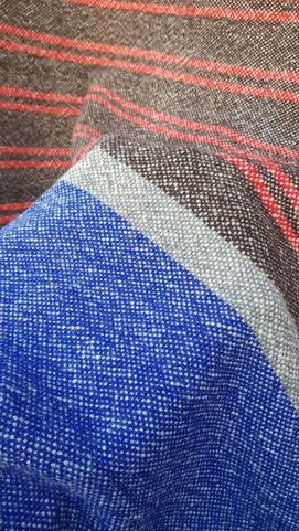 WOOLLEN CLOAK STRIPED WITH FRINGE, HANDMADE