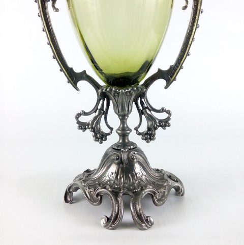 GREEN MAN, MASCARON, HISTORICAL GLASS VASE