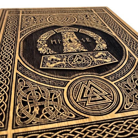 MJÖLLNIR - THOR'S HAMMER, WALL DECORATION, WOOD 32X46CM