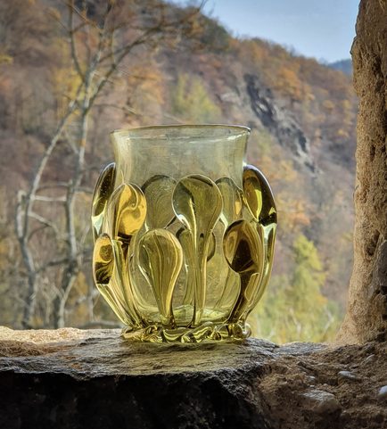 MEDIEVAL GOBLET - BOHEMIA, GREEN FOREST GLASS