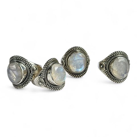 LUNARIA, BAGUE, PIERRE DE LUNE ARGENT 925/1000