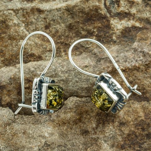 VINLAND, BOUCLES D'OREILLES EN ARGENT, AMBRE BALTIQUE