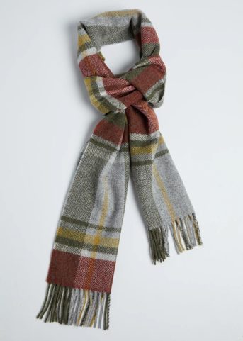 IRISH SCARF, FOXFORD RUST AND GREEN TARTAN