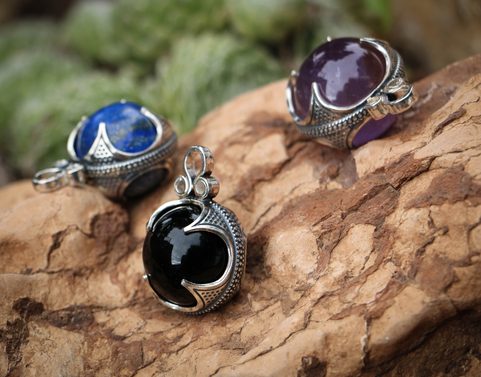 ONYX, VIKING BALL PENDANT, GOTLAND, SILVER