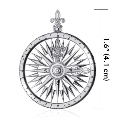 NAUTICAL COMPASS, SILVER PENDANT, AG 925