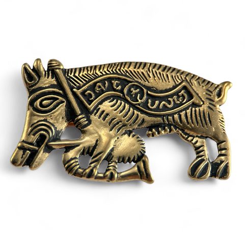 COCHON CORNEMUSEUR - BROCHE MÉDIÉVALE EN BRONZE