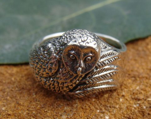 RING WITH OWL, SILVER 925, 5,6 G