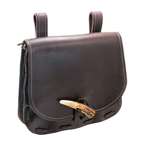LEATHER HISTORICAL BELT BAG, ANTLER, BROWN