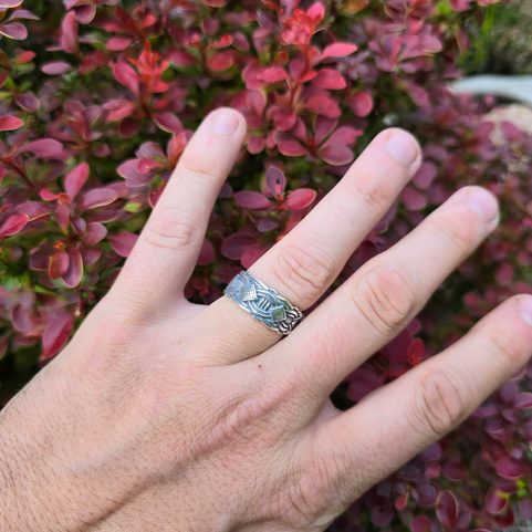 VIKING RING ADJUSTABLE, BORRE STYLE, SILVER 925/1000