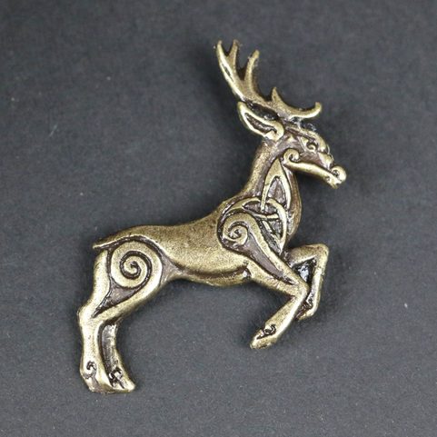 CELTIC DEER - HERNE, ZINC, PENDANT, ANTIQUE BRASS
