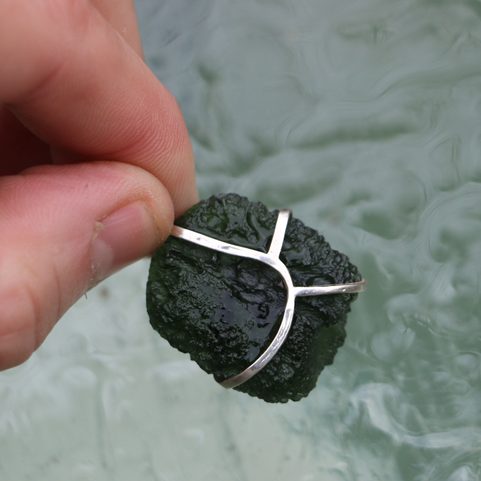 PERSEA - MOLDAVITE, SILVER PENDANT AG 925