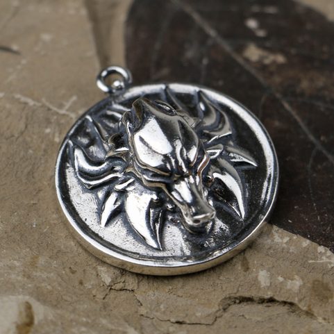 PENDENTIF LOUP SLAVE , ARGENT STERLING
