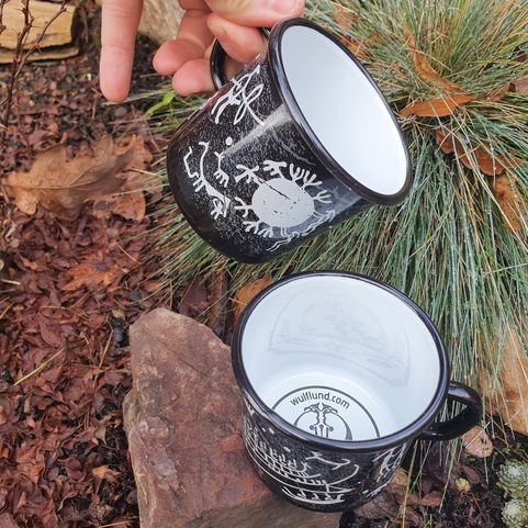 TANUM ROCK CARVINGS ENAMEL MUG