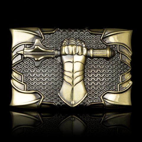 STEEL FIST, BELT BUCKLE, BRASS