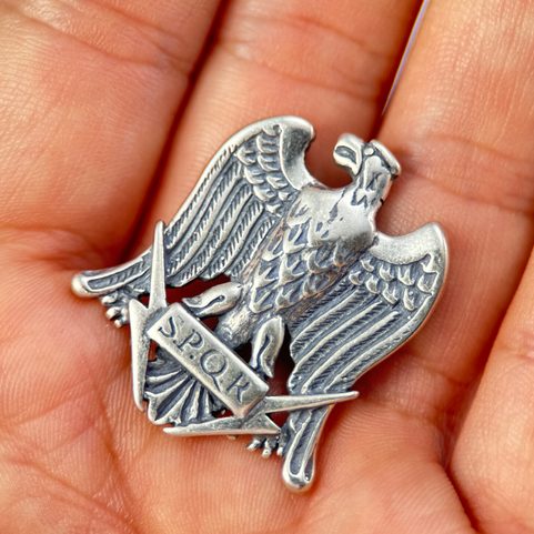 AQUILA, ROMAN EAGLE SPQR, STERLING SILVER PENDANT