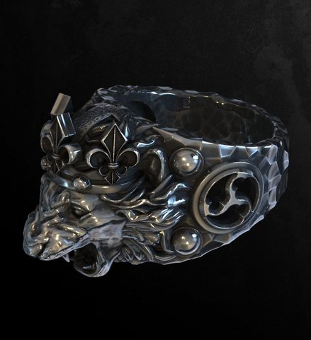 TSCHECHISCHER LÖWE, RING, SILBER 925, 36 G