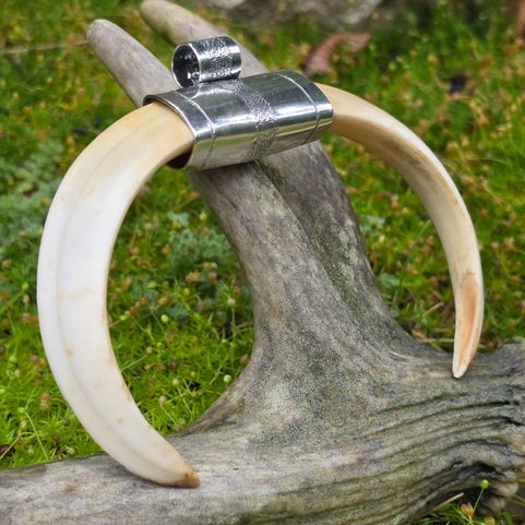 COLLIER DE CHEF VIKING AVEC DÉFENSE DE SANGLIER, ARGENT 925, 17 G