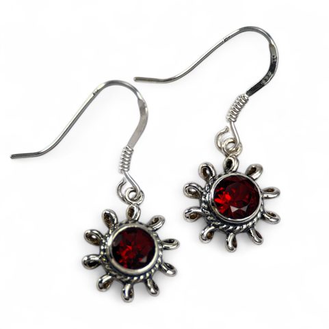 VALENTINA, SILVER EARRINGS, GARNET, AG 925/1000