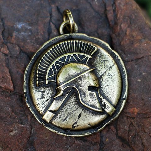 SPARTA, SPARTAN WARRIOR, PENDANT, ZINC, ANT.BRASS
