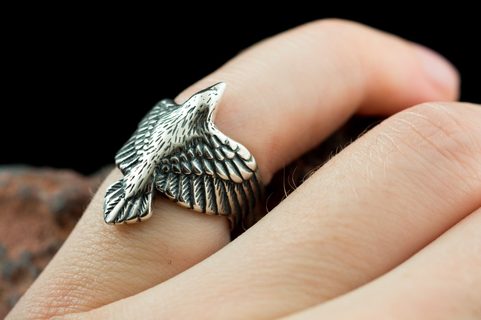 CORVUS, RAVEN, SILVER RING
