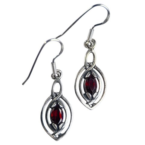 MAIA EARRINGS, SILVER AND GARNET