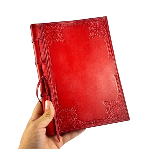 LIBER REGIS, LEATHER NOTEBOOK, LINED, RED