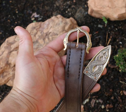 VIKING BELT, BORRE BEAST, LEATHER BRONZE