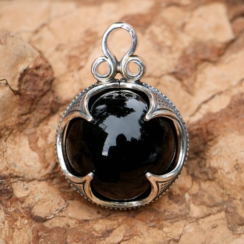 ONYX, VIKING BALL PENDANT, GOTLAND, SILVER