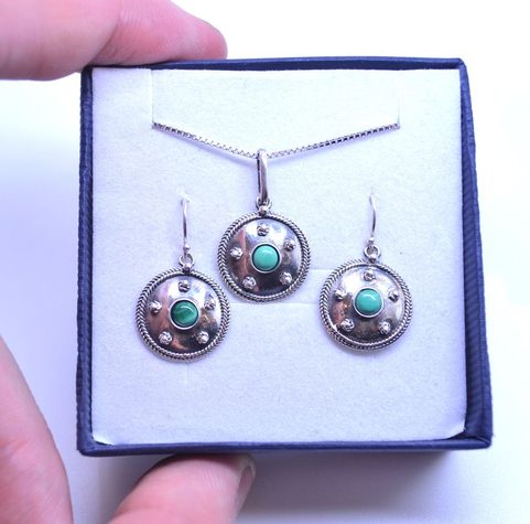 ANTICA ROMA, STERLING SILVER EARRINGS WITH A GEM