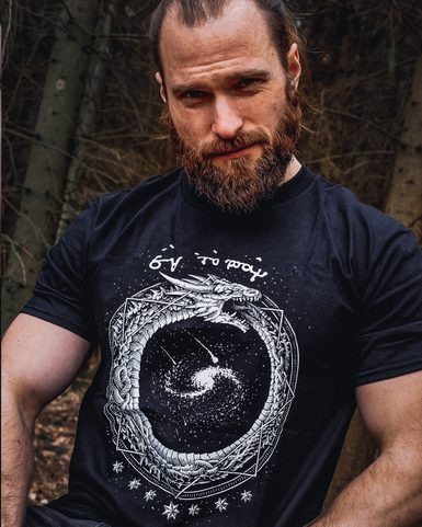 UROBOROS, SCHWARZ-WEISSES HERREN-T-SHIRT