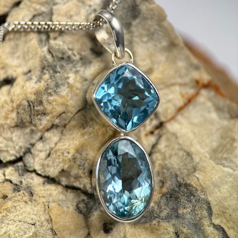 KRYPTONITE, LUXURY SILVER PENDANT, BLUE TOPAZ, AG 925/1000