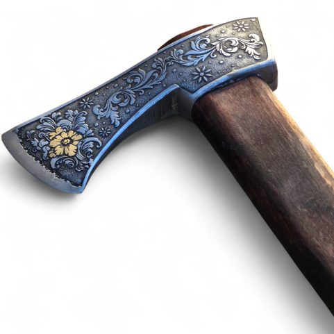 FLORA WALLACHIAN AXE, TRADITIONAL SHEPHERD'S AXE - ETCHED, GOLD PLATED