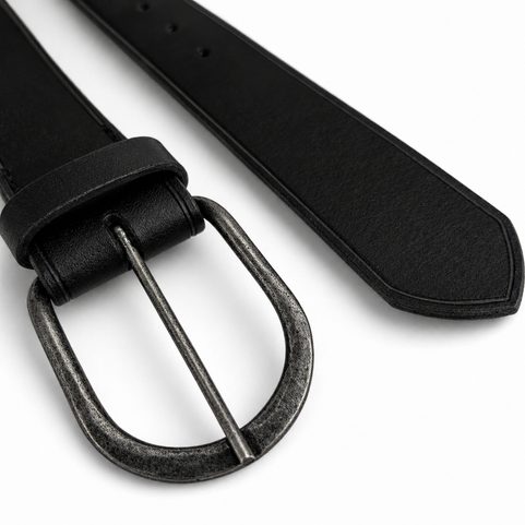 LEATHER BELT, BLACK