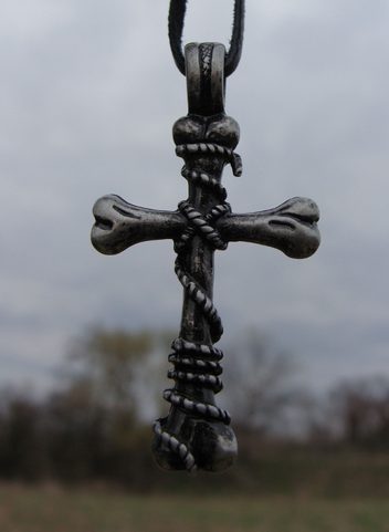 BONE CROSS, PENDANT, TIN ALLOY