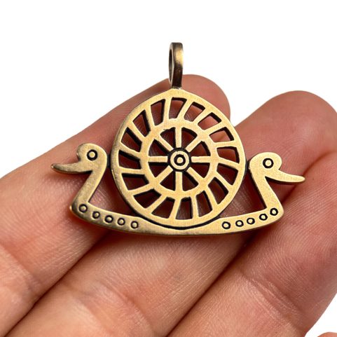 SWAN SHIP WITH SUN, BRONZE AGE, BRONZE PENDANT