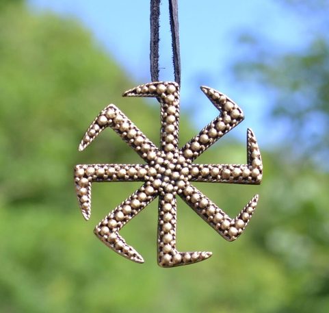 KOLOVRAT, SLAVIC SYMBOL, TIN PENDANT