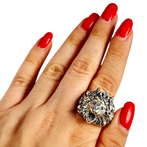 TSCHECHISCHER LÖWE, RING, SILBER 925, 36 G