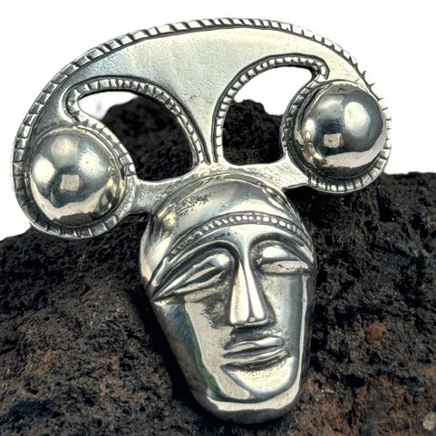 CELTIC HEAD PENDANT, LA TENE ART STYLE, STERLING SILVER