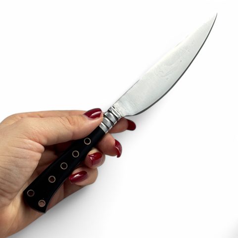 MEDIEVAL KNIFE WITH HORN HANDLE AND LEATHER SHEATH