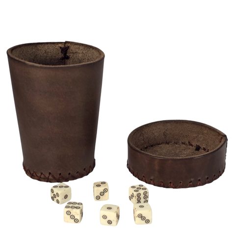 LEATHER CUP WITH LID AND 6 DICE